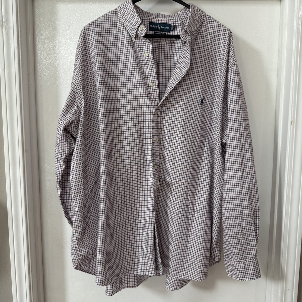 Ralph Lauren Oxford Shirt Mens 3XB Red/Blue Check